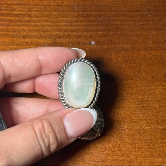 Vintage Navajo NakaiSterling Earrings white Mother Of Pearl